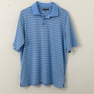 Pebble Beach Performance Golf Polo Shirt Mens Size XL Light Blue Stripes